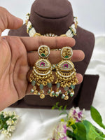 Royal Kundan Pearl & Emerald Green Beaded Bridal Choker Necklace Set
