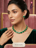 Emerald Green Statement Necklace Set with Earrings | Luxury Bridal Jewellery | Elegant Wedding, Party & Festive Wear Necklace for Women