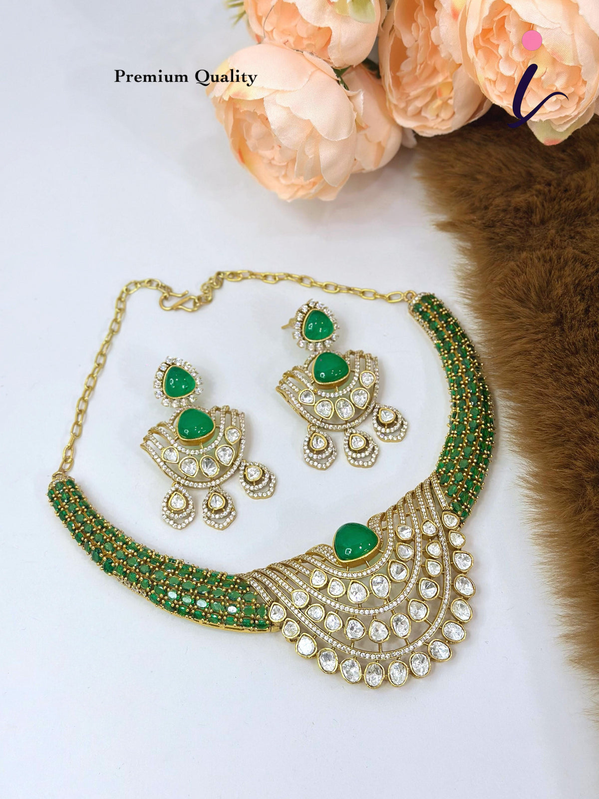 Royal Blue Kundan Necklace Set with Earrings for Women | Gold Plated Bridal Choker Jewellery | Traditional Indian Wedding & Party Wear