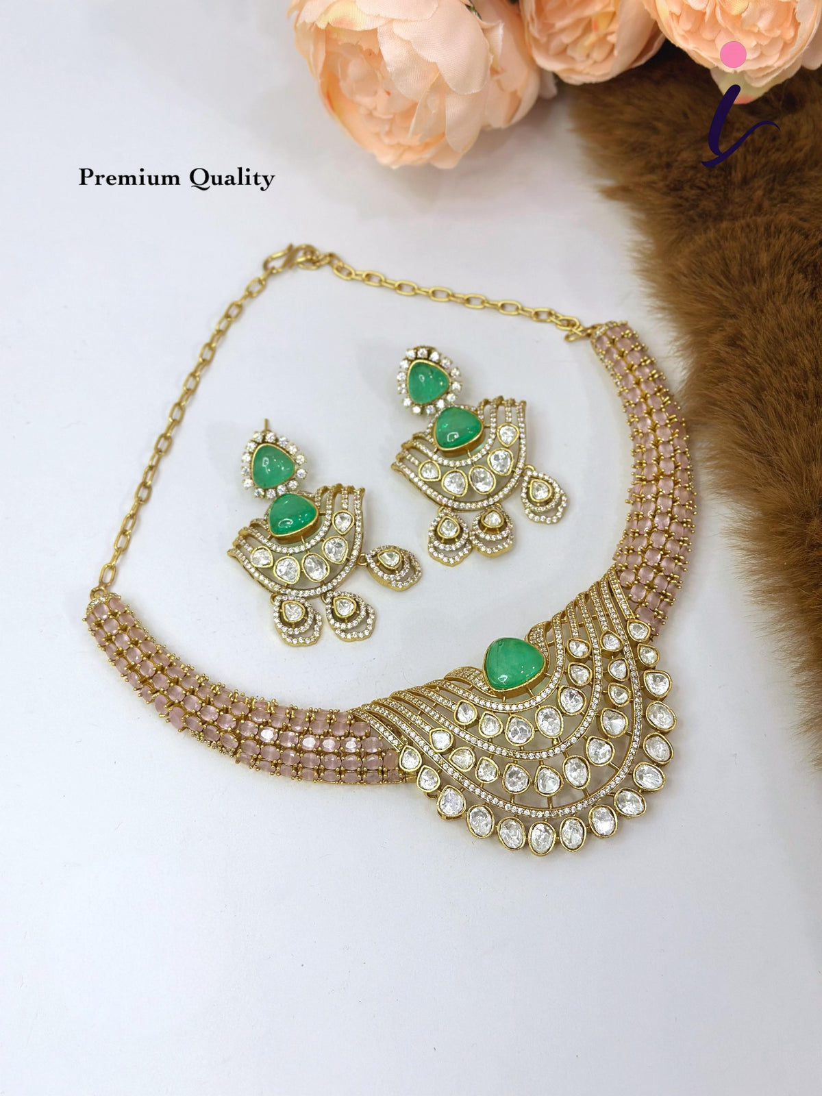 Royal Blue Kundan Necklace Set with Earrings for Women | Gold Plated Bridal Choker Jewellery | Traditional Indian Wedding & Party Wear
