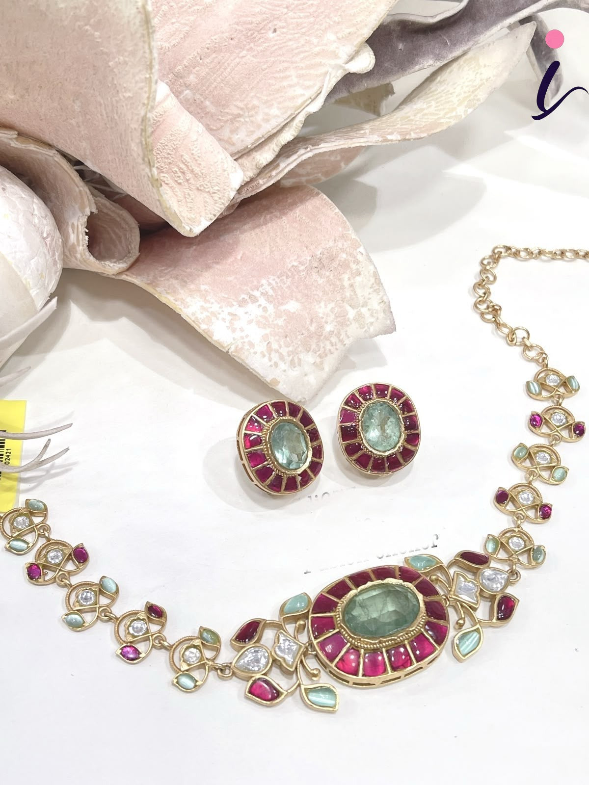 Ruby Red Kundan Fusion Choker Necklace Set with Stud Earrings for Women | Gold Plated Bridal Jewellery | Traditional Indian Wedding & Party Wear