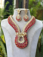 Mint Green Kundan Layered Long Necklace Set with Teardrop Earrings Bridal & Festive Designer Jewelry
