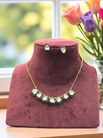 Minimalist Gold-Plated Kundan Necklace Set with Teardrop Stud Earrings