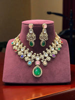 Grand Multi-Color Gemstone & Polki Choker Necklace Set