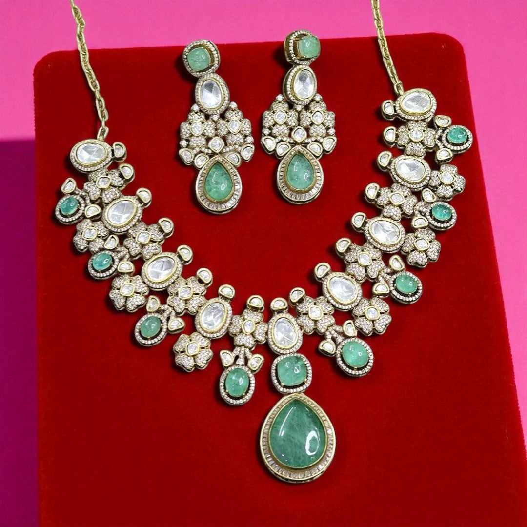 Grand Multi-Color Gemstone & Polki Choker Necklace Set