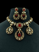 Royal Emerald Green Kundan Necklace Set with Matching Earrings Bridal & Festive Jewelry