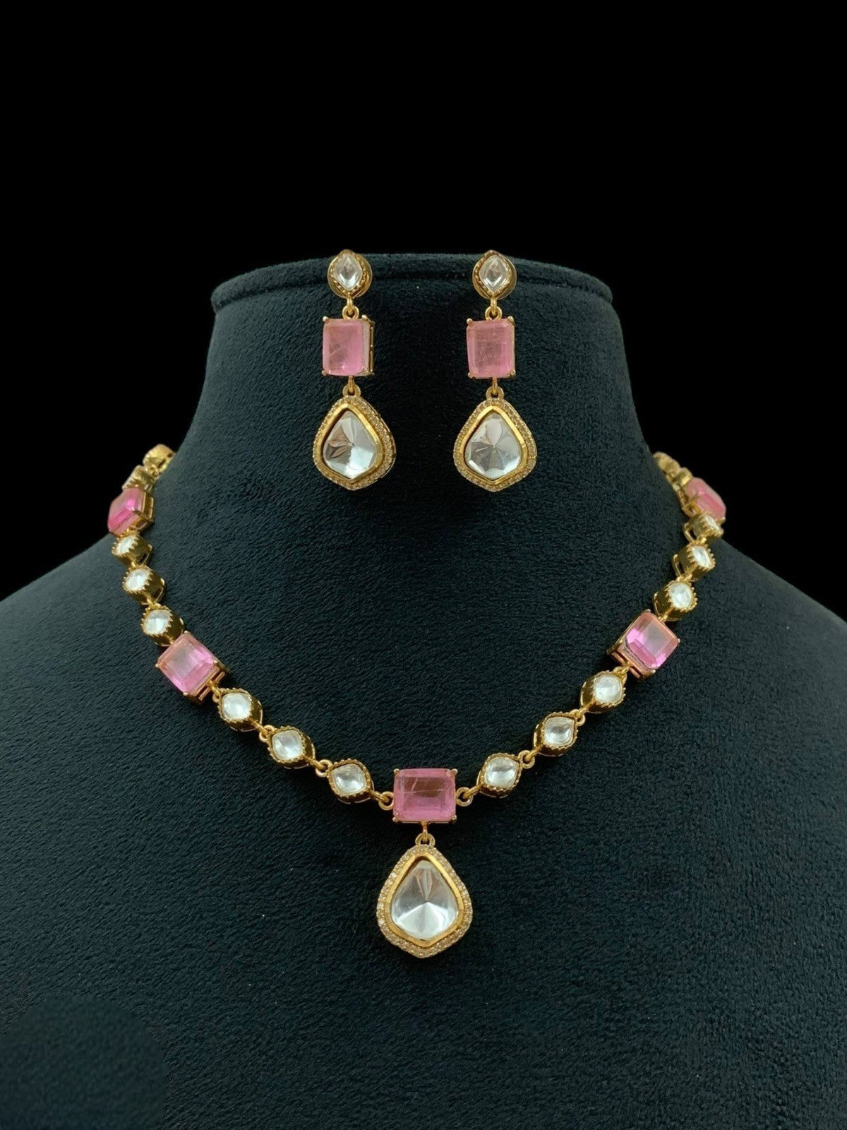 Green Kundan Necklace Set with Earrings | Gold Plated Bridal Jewelry for Women & Girls
