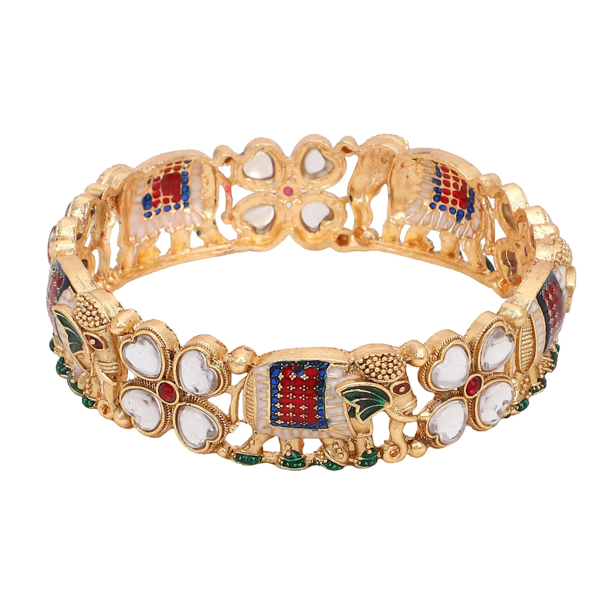 Set of 2 Golden Elephant Bracelets | Traditional Kada Bangles | Ethnic Indian Jewelry