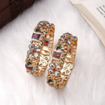 Set of 2 Golden Elephant Bracelets | Traditional Kada Bangles | Ethnic Indian Jewelry