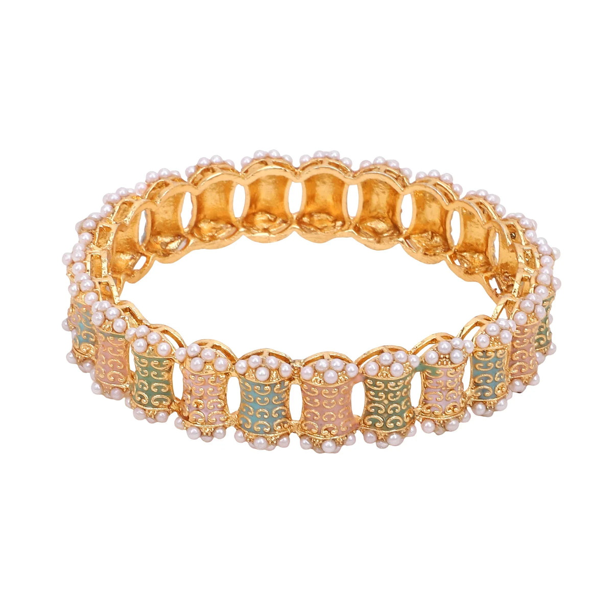 Dailywear Set of 2 Pastel Meenakari Bracelets | Lightweight Kada Bangles | Ethnic Indian Jewelry