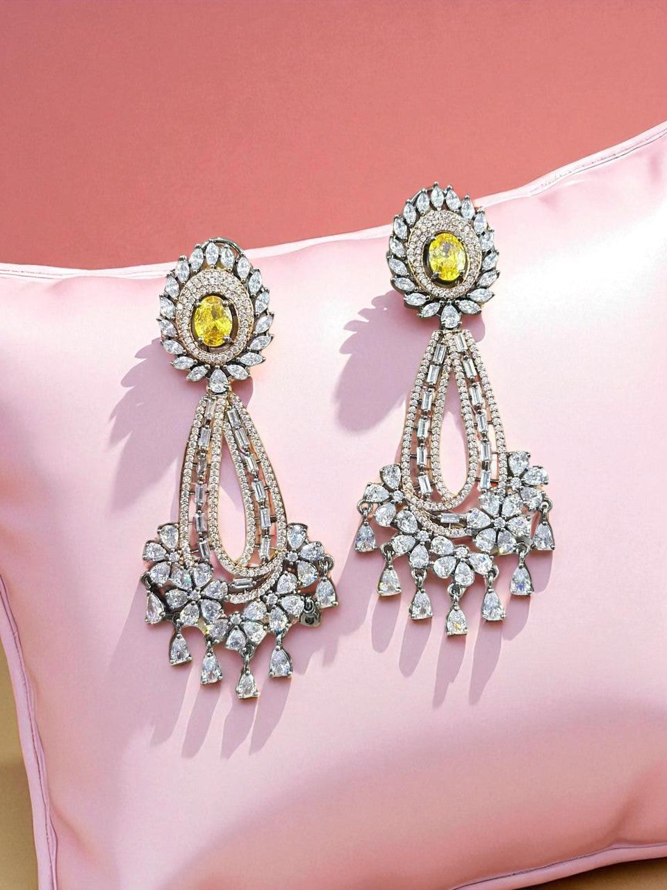 Royal Sapphire Drop Earrings Luxury CZ Stone Bridal Earring Set