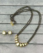 Kundan-Inspired Dual-Strand Mangalsutra Set with Teardrop CZ Stones & Earrings | Elegant CZ Indian Mangalsutra Set | Traditional Indian Jewellery