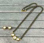 Kundan Mangalsutra Set with Round Stud Earrings | Traditional Kundan Indian Mangalsutra Set | Elegant Gold-Tone Indian Jewellery