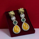 Luxury Panther Head Statement Earrings with Green, Pink & Purple Gemstones