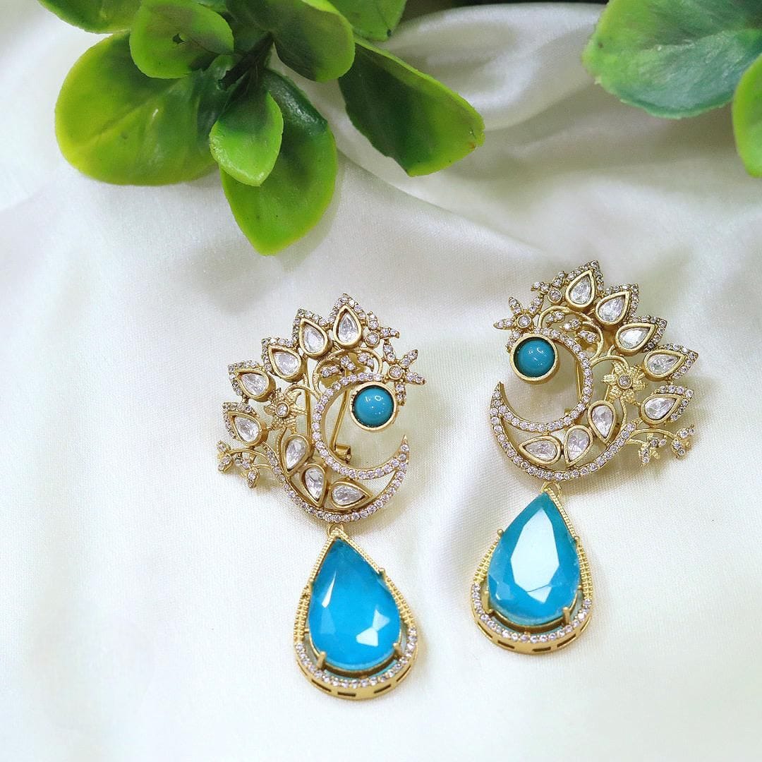 Red Crescent Kundan Drop Earrings – Designer Statement Jewelry