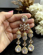Royal Kundan Pearl Drop Chandbali Earrings with Emerald & Polki Stone Detailing Bridal & Festive Glam