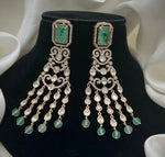 Gold Plated Green Stone Long Chandbali Earrings | Bridal & Party Wear Statement Jewelry