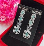 Silver-Plated Green Stone Long Drop Earrings | Stylish Party & Festive Wear Jewelry