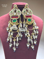 Handmade Traditional Kundan & Pearl Long Earrings – Bridal & Festive Jewelry