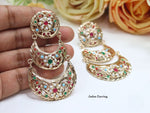 Gold-Plated Jadau Chandbali Earrings Set | Indian Jewellery | Pearl Accents Indian Earring Set