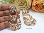 Gold-Plated Jadau Chandbali Earrings Set | Indian Jewellery | Pearl Accents Indian Earring Set