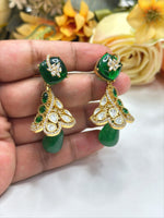 Ruby Red Stone & Kundan Floral Drop Earrings