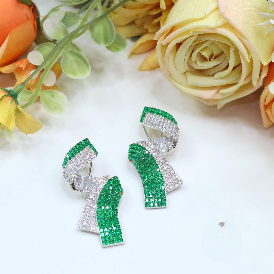 Elegant Bow Crystal Statement Earrings – Glamorous Party Wear