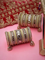 Mirror Velvet Bangles Set with Jhumki | Brass Metal Mirror Bridal Bangles Set for Women | Traditional Wedding & Festive Jewelry