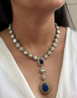 Punjabi Silver Plated Polki Necklace Set For Wedding