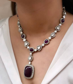 Punjabi Silver Plated Polki Necklace Set For Wedding