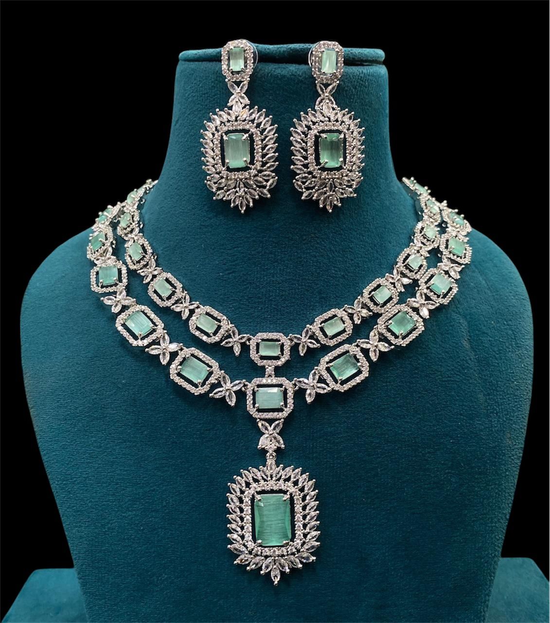 Pakistani Double Layer Floral Design Polki Necklace Set
