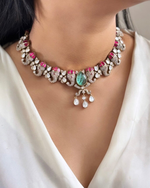 Elephant Design Indian Wedding Polki Choker Earrings Set For Women