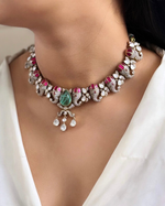 Elephant Design Indian Wedding Polki Choker Earrings Set For Women