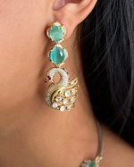 Indian Peacock Inspired Pale Green Choker Earrings Set