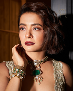 Surveen Chawla Inspired Royal Polki Choker Earrings Set For Wedding