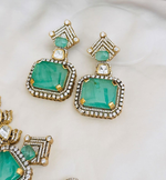 Rajsthani Royal Dangling Polki Necklace Earrings Kundan Jewelry Set