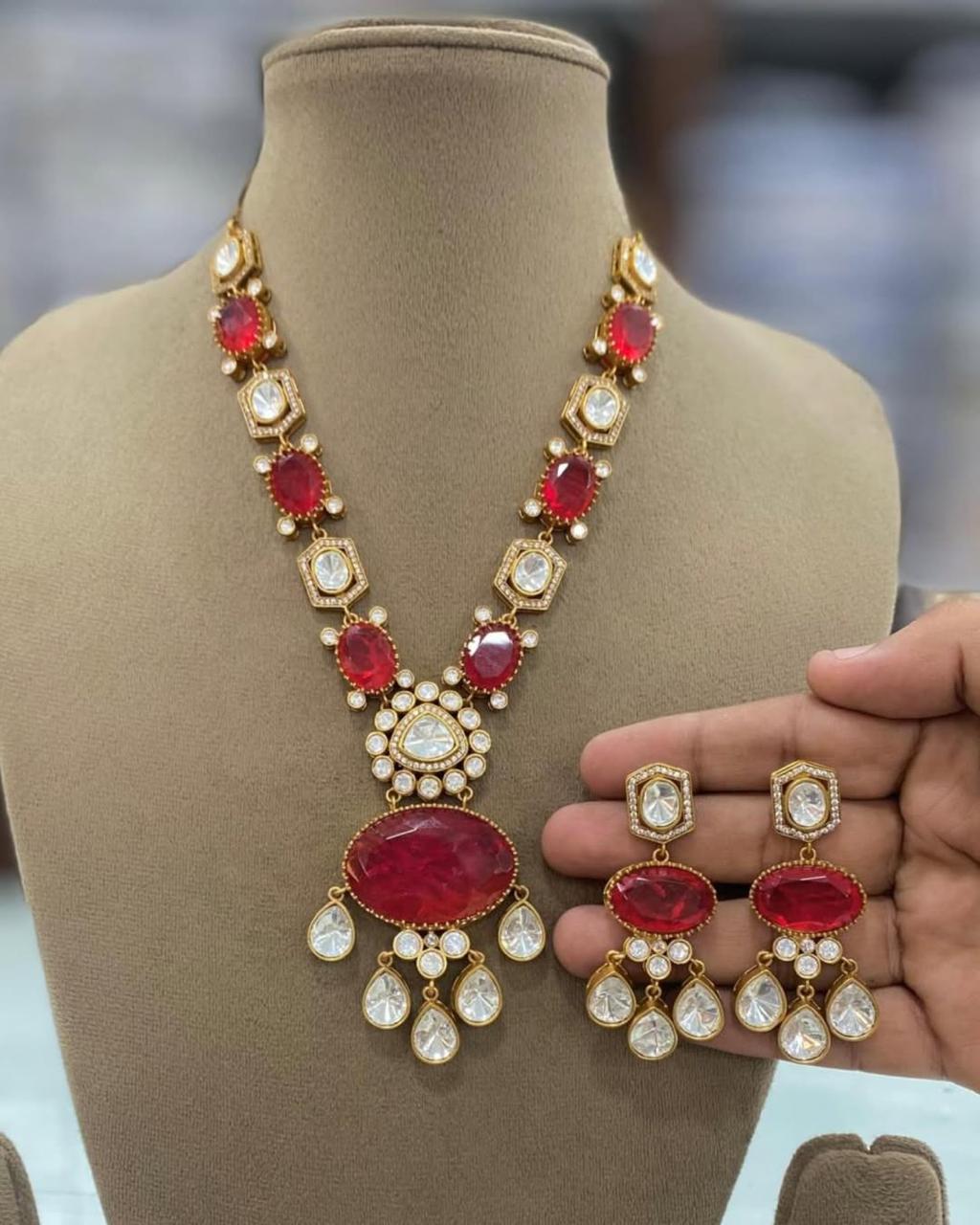 Indian Teardrop American Diamond Necklace Set For Festive Occasions