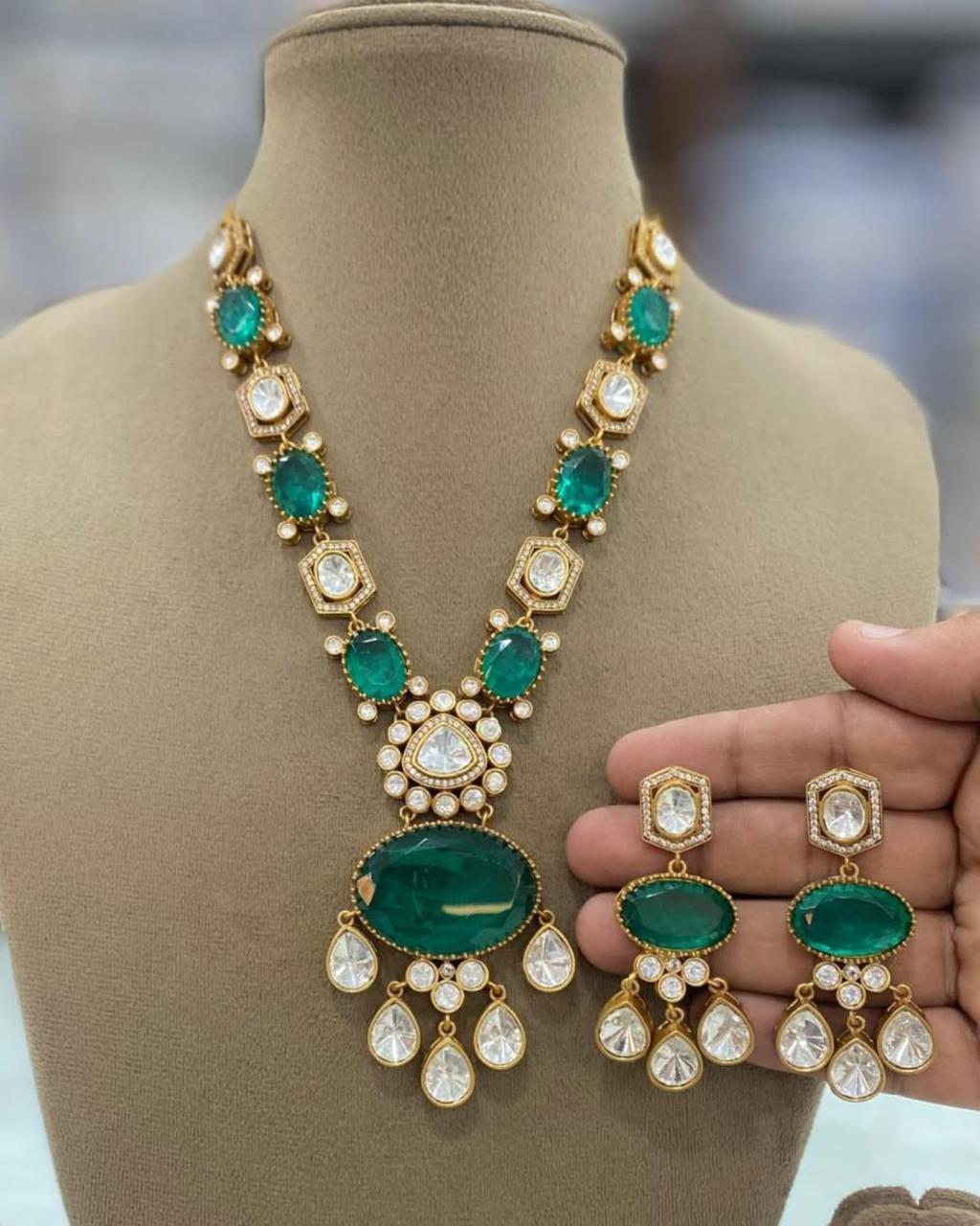 Indian Teardrop American Diamond Necklace Set For Festive Occasions