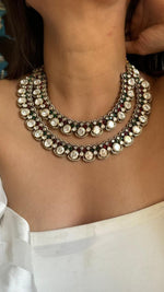 Double Layer Polki White Choker Earrings Set For Wedding