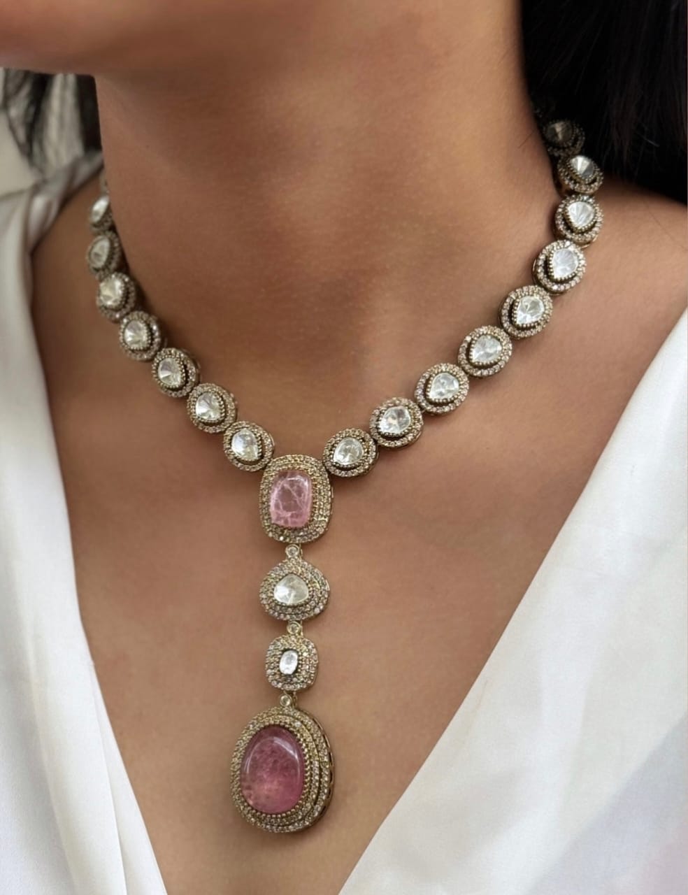 Pakistani Statement Polki Kundan Necklace & Earrings Set | Kundan Jewelry | Indian Jewelry | Pakistani Necklace Set | Traditional Jewelry | Polki Necklace