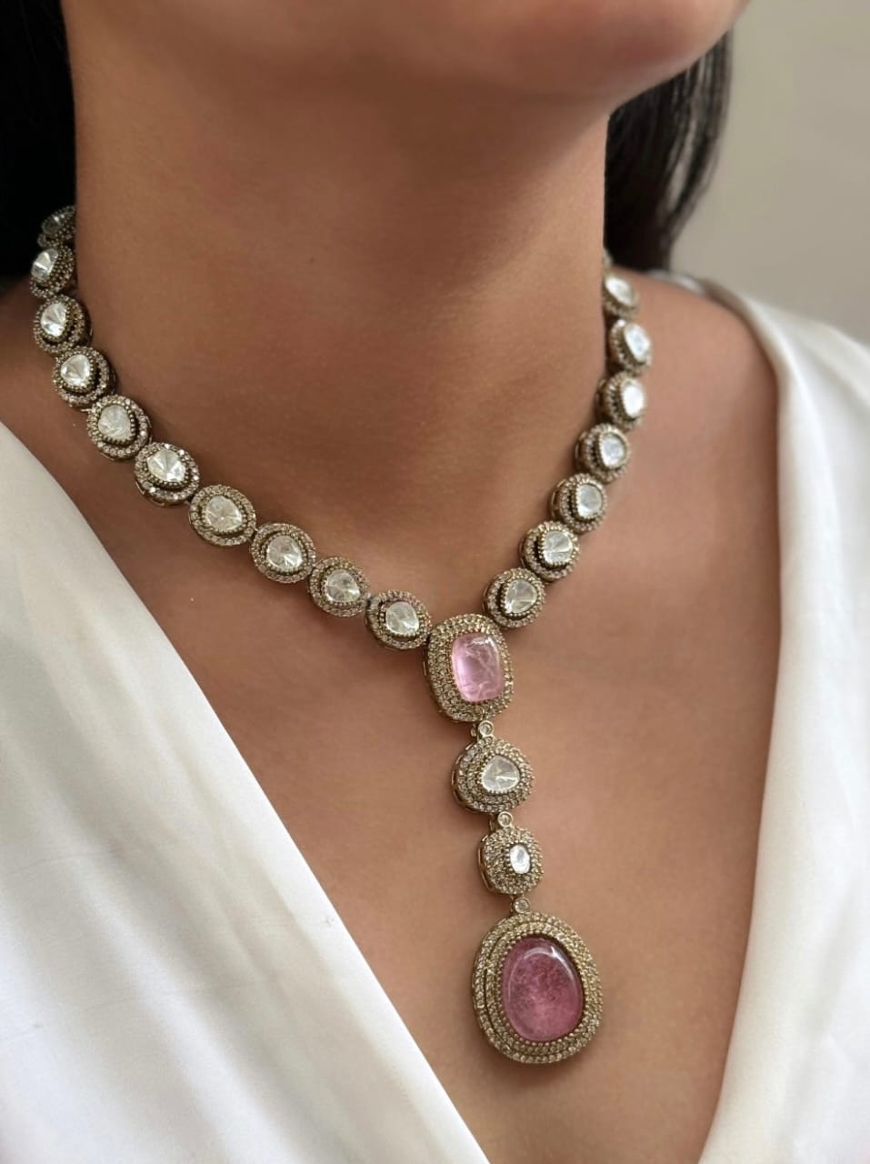 Pakistani Statement Polki Kundan Necklace & Earrings Set | Kundan Jewelry | Indian Jewelry | Pakistani Necklace Set | Traditional Jewelry | Polki Necklace