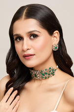 Green Bollywood Inspired Polki Kundan Choker Earrings Set | Kundan Jewelry | Indian Jewelry | Pakistani Necklace Set | Traditional Jewelry