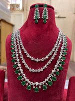 Multi Layer Pink CZ Sapphire Necklace Chandelier Earrings Set | Kundan Jewelry | AD Jewelry | Indian Jewelry | Traditional Jewelry