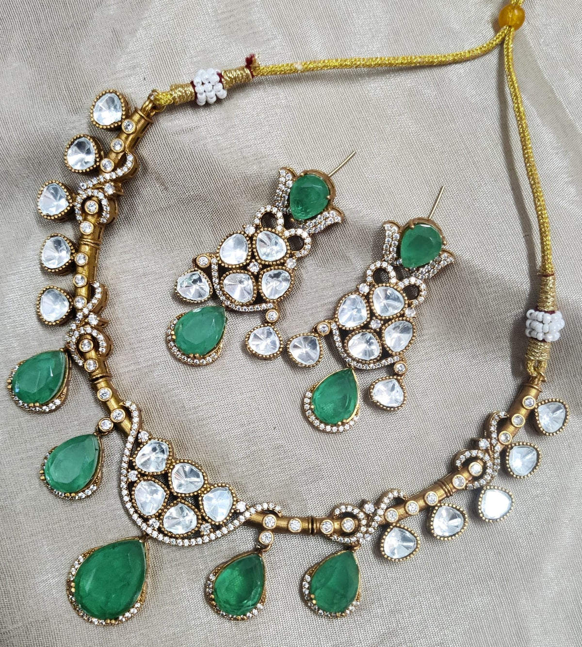 Jaipuri Traditional American Diamond Choker Earrings Set | Kundan Jewelry | AD Jewelry | Indian Jewelry | Traditional Jewelry