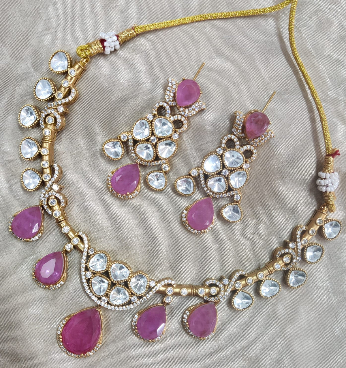 Jaipuri Traditional American Diamond Choker Earrings Set | Kundan Jewelry | AD Jewelry | Indian Jewelry | Traditional Jewelry