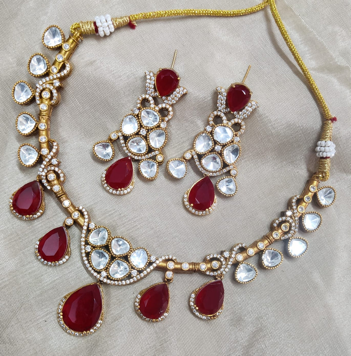 Jaipuri Traditional American Diamond Choker Earrings Set | Kundan Jewelry | AD Jewelry | Indian Jewelry | Traditional Jewelry