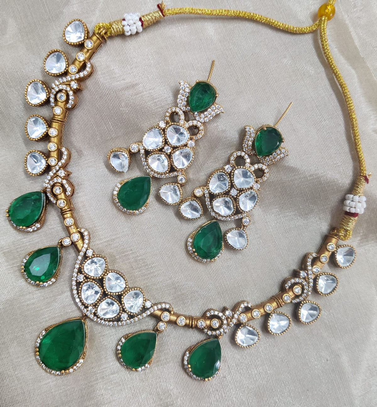 Jaipuri Traditional American Diamond Choker Earrings Set | Kundan Jewelry | AD Jewelry | Indian Jewelry | Traditional Jewelry