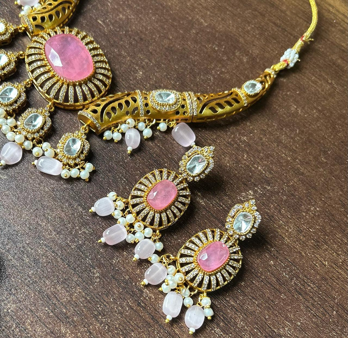 Meenakari JaipuriAD Kundan Necklace Earrings Set| Kundan Jewelry | AD Jewelry | Indian Jewelry