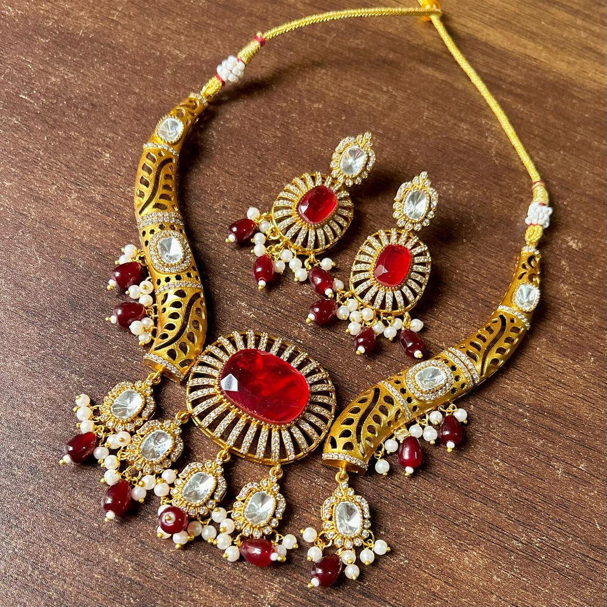 Meenakari JaipuriAD Kundan Necklace Earrings Set| Kundan Jewelry | AD Jewelry | Indian Jewelry