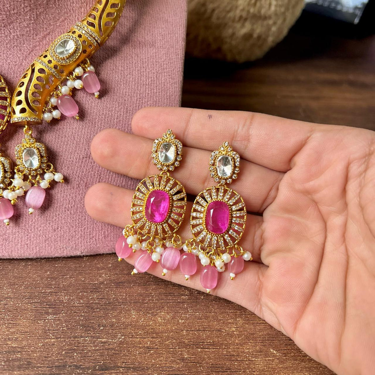 Meenakari JaipuriAD Kundan Necklace Earrings Set| Kundan Jewelry | AD Jewelry | Indian Jewelry